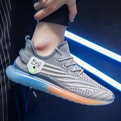 Men's Breathable Knit Lace-Up Sneakers Casual Outdoor Walking Shoes