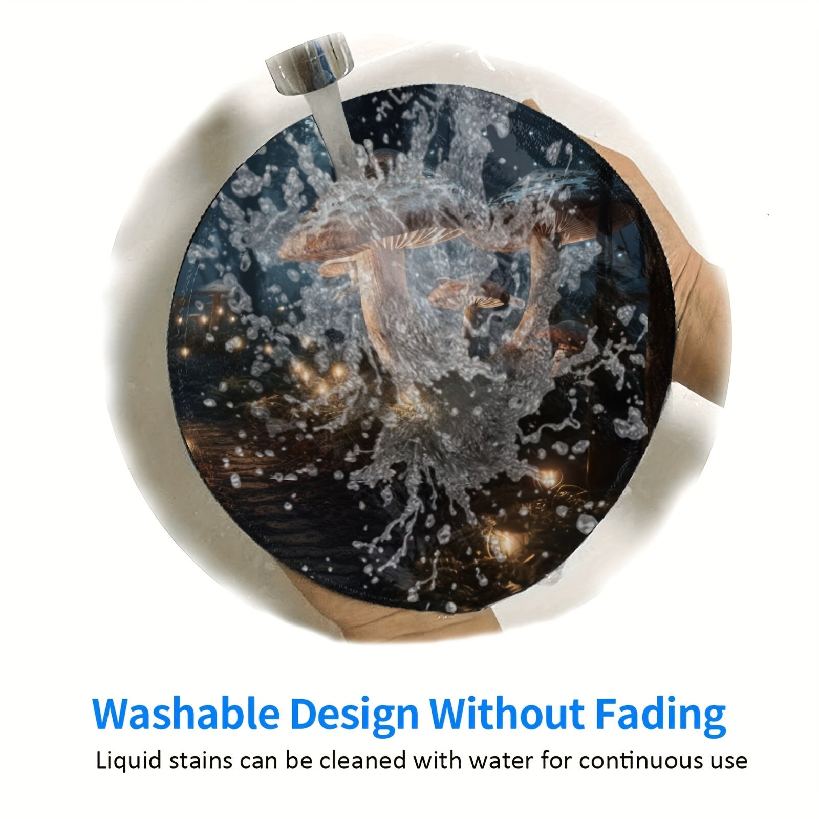 Night Mushroom Group Circular Game Mouse Pad 20x20cm