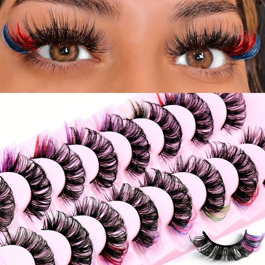 8 Pairs 6D Mink Colored D Curl Cat Eye Eyelashes for Halloween Party