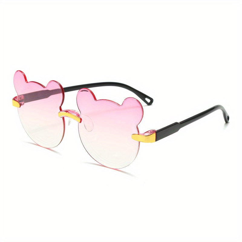 Gradient Rimless Bear Sunglasses for Women and Kids, Summer Beach Pa