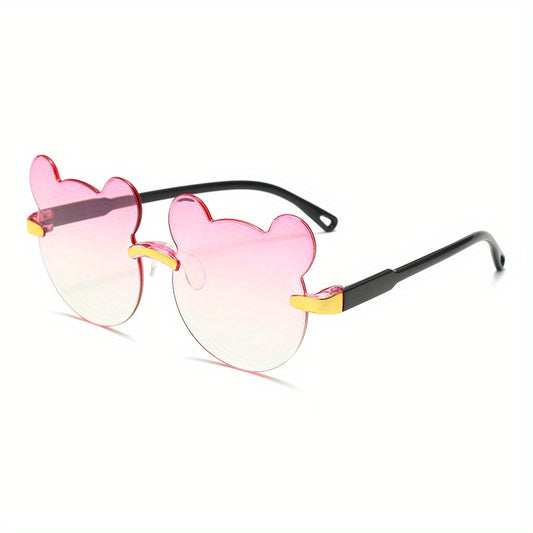 Gradient Rimless Bear Sunglasses for Women and Kids, Summer Beach Pa