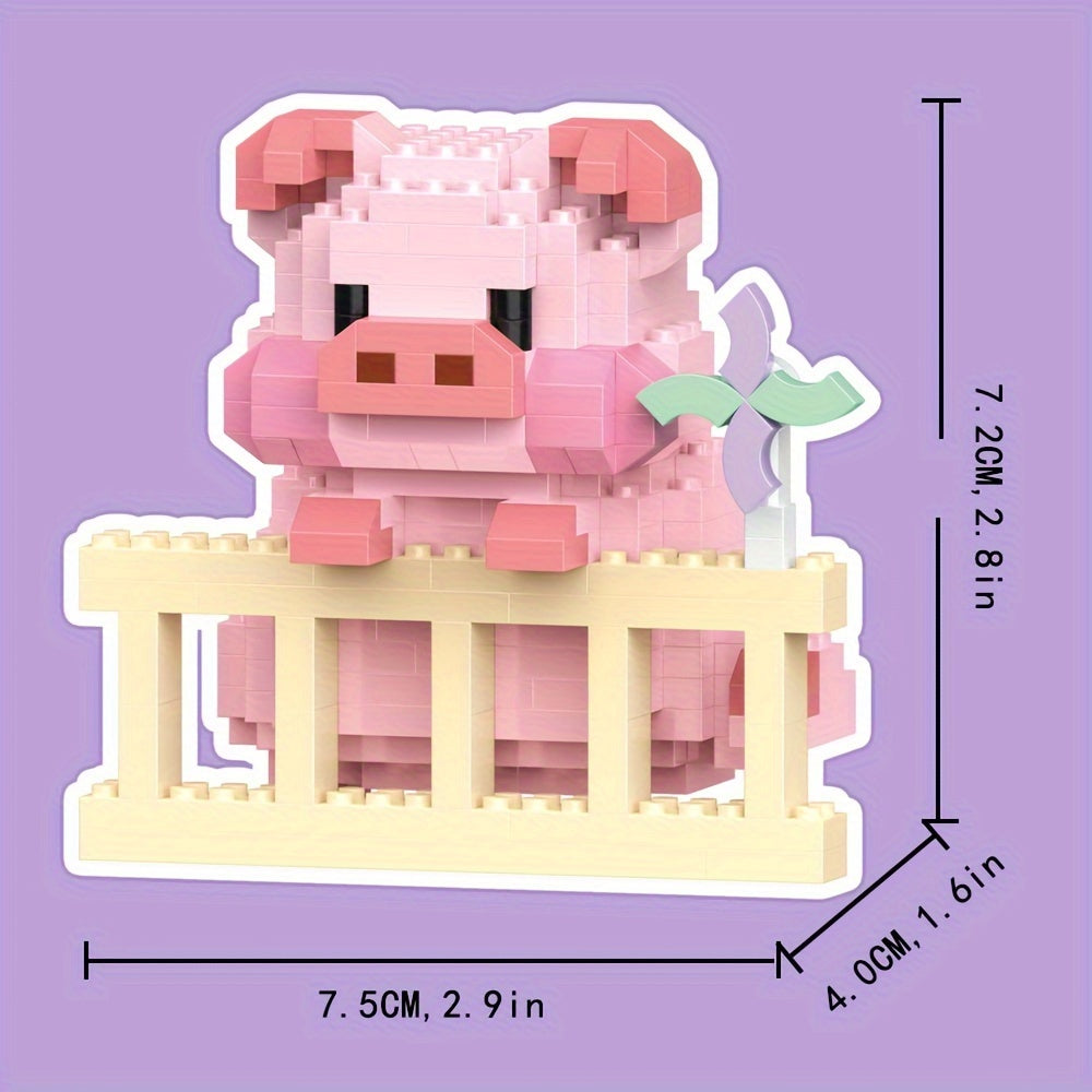 Animal Building Blocks Pig Model Assembled Building Block Toys