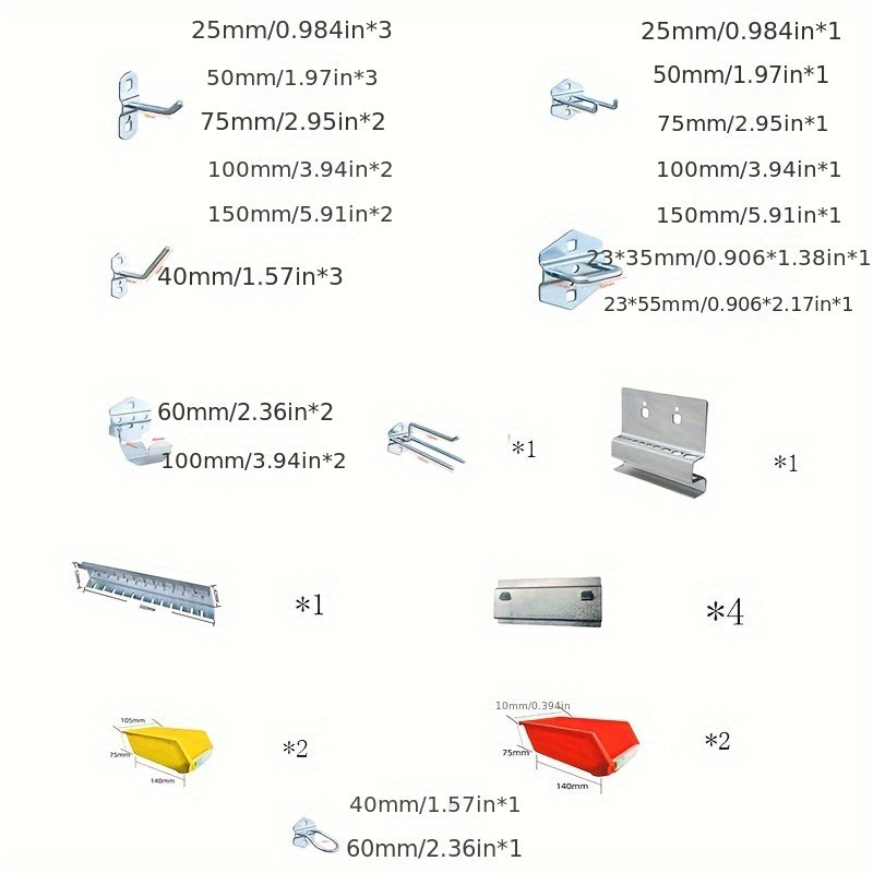 39-Piece Garage Hooks Hardware Set for Tools Storage, Excluding Pegboard