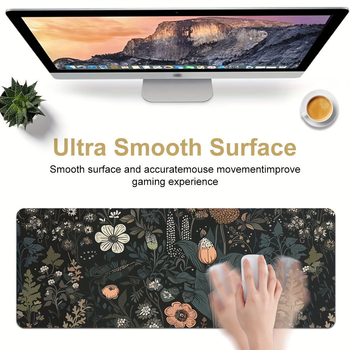 Boho Flowers Large Gaming Mouse Pads Non Slip Office Desk Mat