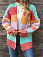  Colorblock Long Sleeve Cardigan