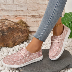 Pink Bear Pattern Loafers Slip On Flat Shoes