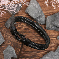 Unisex Love You Forever Braided Leather Bracelet