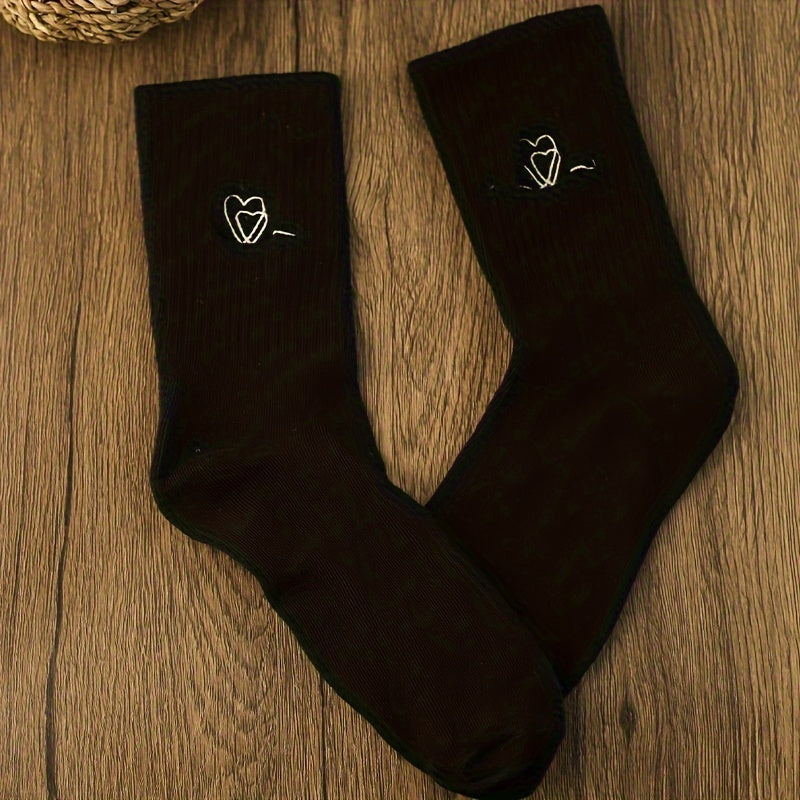 3 Pairs Heart Pattern Socks Mid Tube Stockings Women's Hosiery