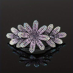 Vintage Flower & Rhinestone Hair Clip Barrette