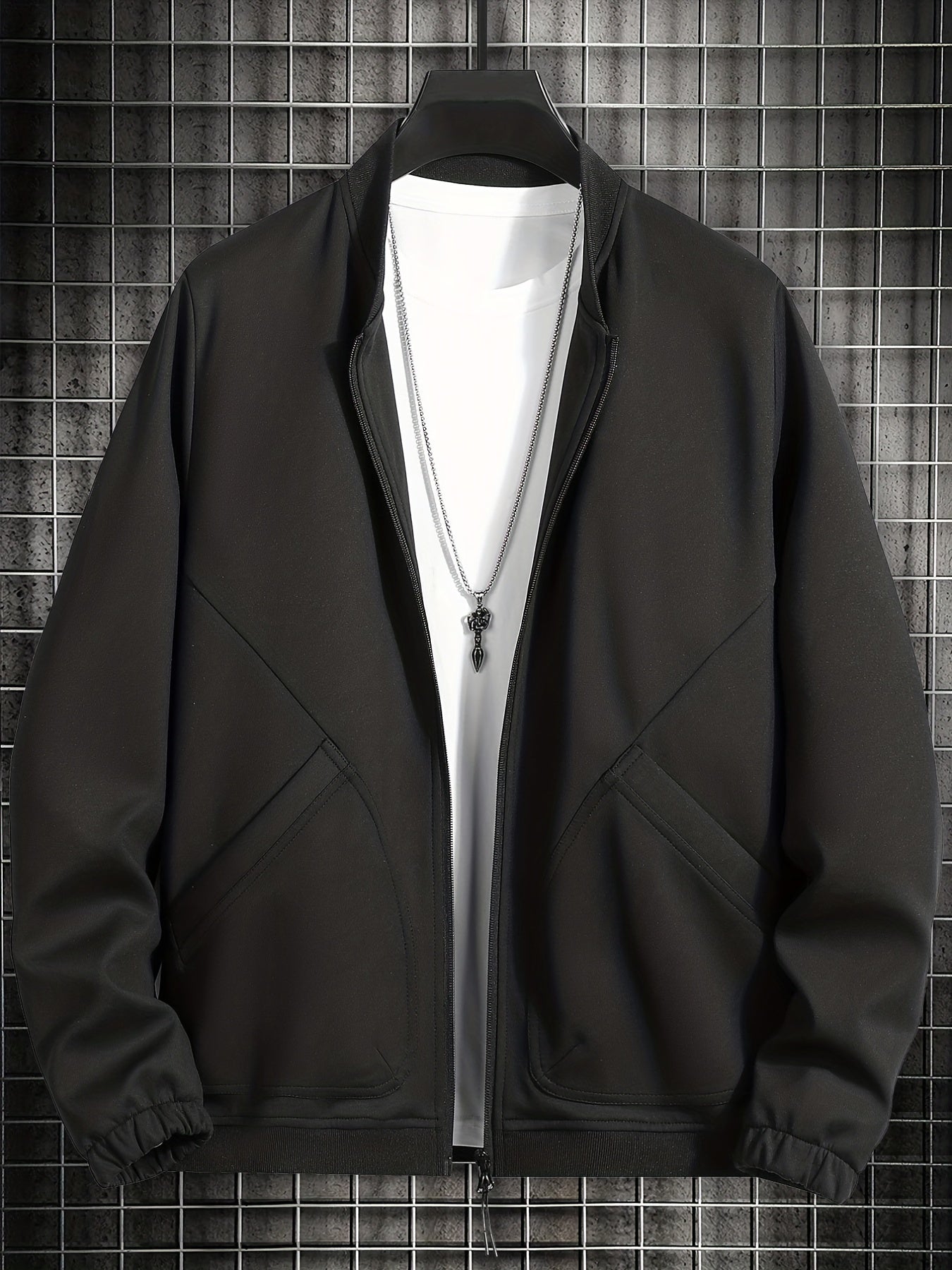 Men's Solid Sport Baseball Jacket Casual Coat Spring Autumn