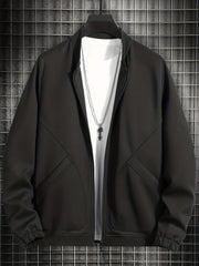 Men's Solid Sport Baseball Jacket Casual Coat Spring Autumn