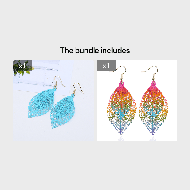 Hollow Gradient Leaf Drop Earrings Women's Accessories