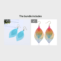 Hollow Gradient Leaf Drop Earrings Women's Accessories