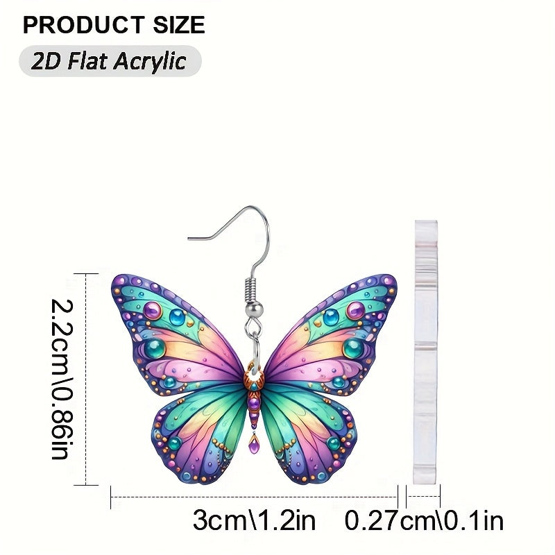 Butterfly Acrylic Earrings - Multicolor Lightweight Hypoallergenic