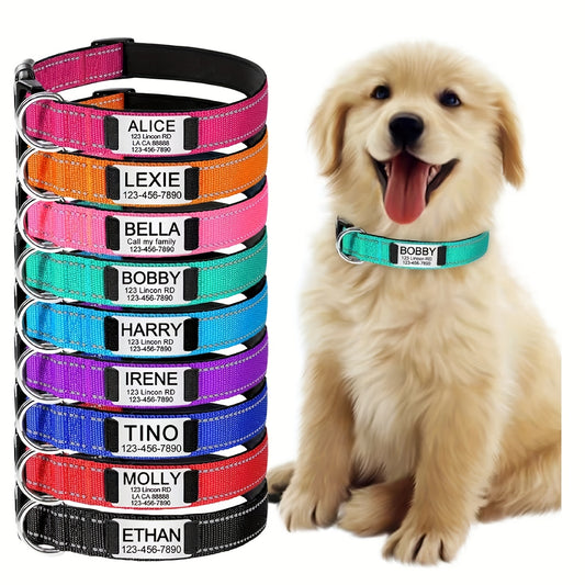 Customized Dog Collar with Engraved Nameplate - Personalized Pet Collars