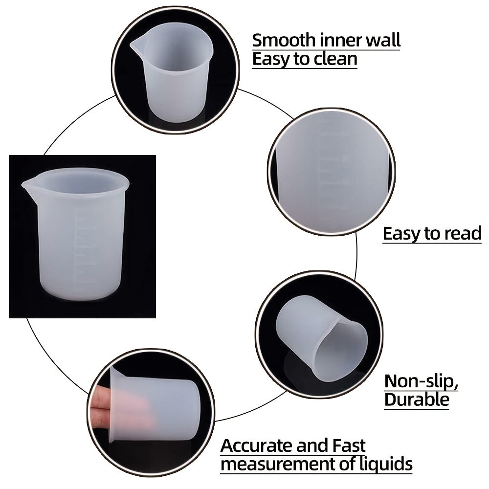 6 Pcs 100mL Silicone Measuring Cups for Epoxy Resin Jewelry Making DIY Glue Tool