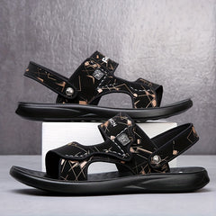 Men's Casual Slip On Slide Sandals with Hook & Loop Fastener