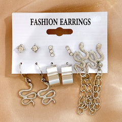 9 Styles Heart Butterfly Geometric Earrings Set Women's Jewelry