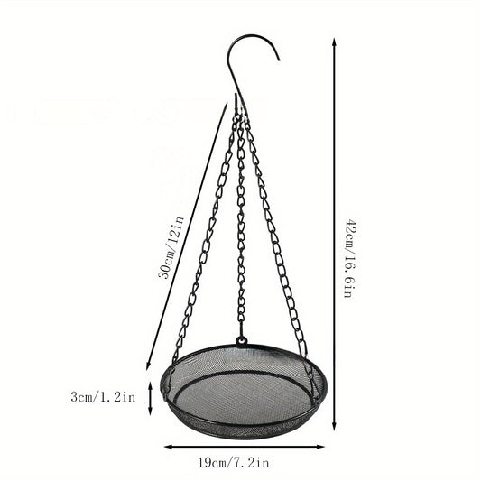 Metal Mesh Hanging Bird Feeder Tray Platform for Outdoor Yard Garden