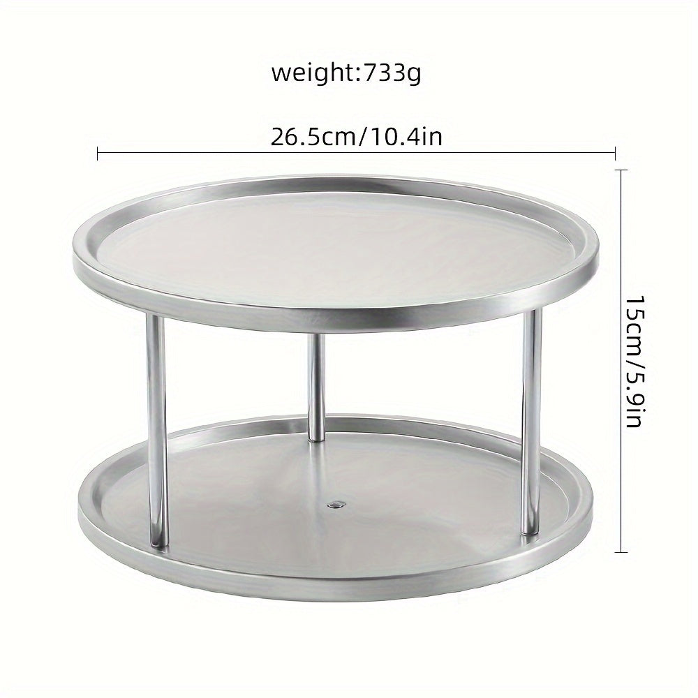 2 Tier Non Slip Seasoning Rack Turntable 360 Degree Rotating Organizer