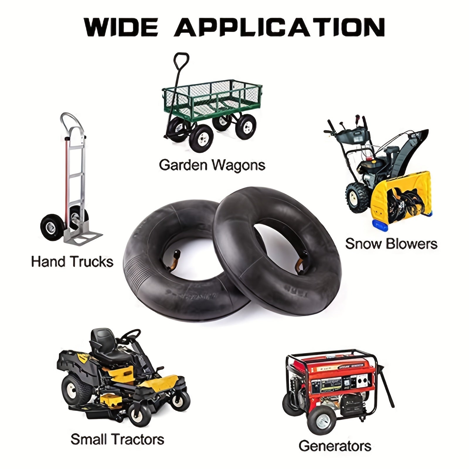 2-Piece Set of 10x4.10/3.50-4 Air Chamber Tires for Garden Carts & Lawn Mowers