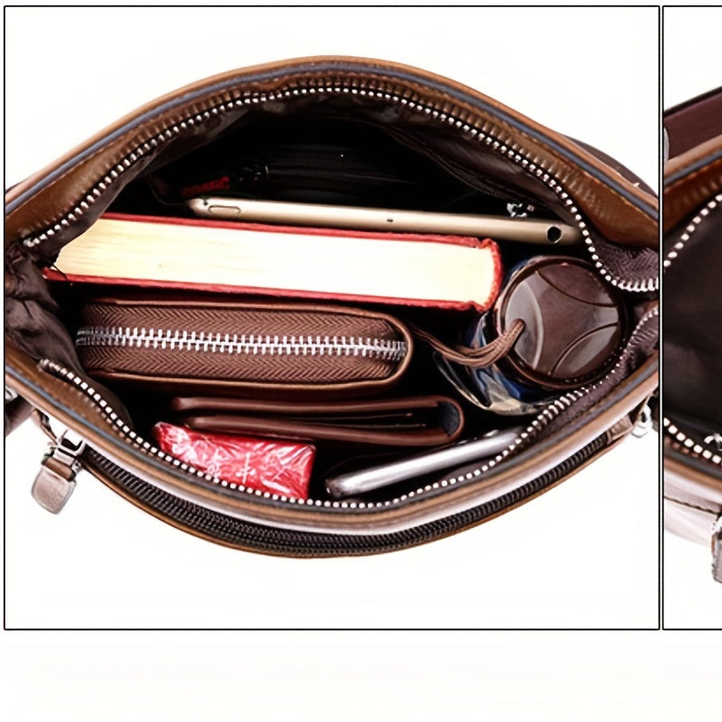 Men's Kangaroo Pattern Leather Zipper Handbag Large Capacity Wallet