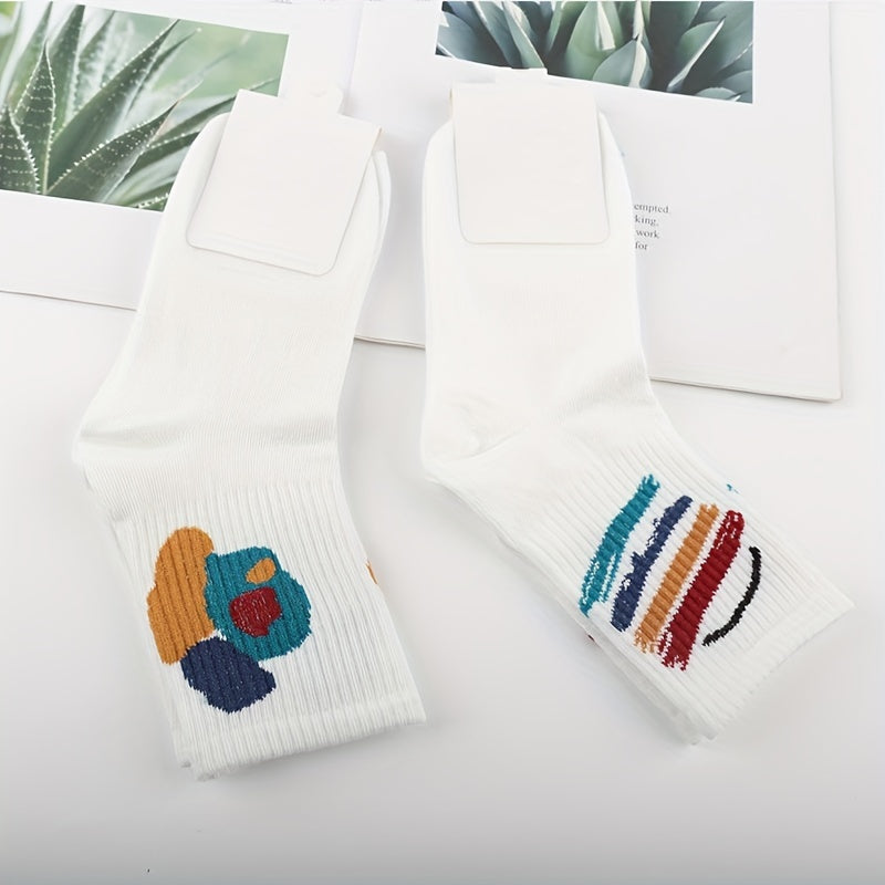 Funny Graffiti Mid Tube Socks Women's Stockings