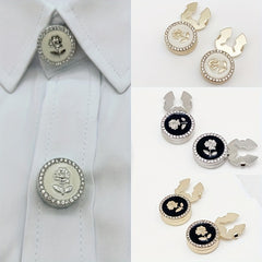 2 Rhinestone Rose Pattern Button Covers - Fashionable Novelty Hidden Buttons