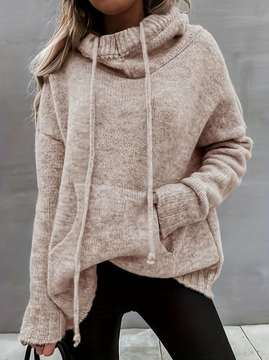  Solid Cowl Neck Jumper with Pockets