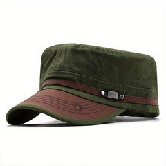 Adjustable Vintage Flat Top Military Hat Sun Protection