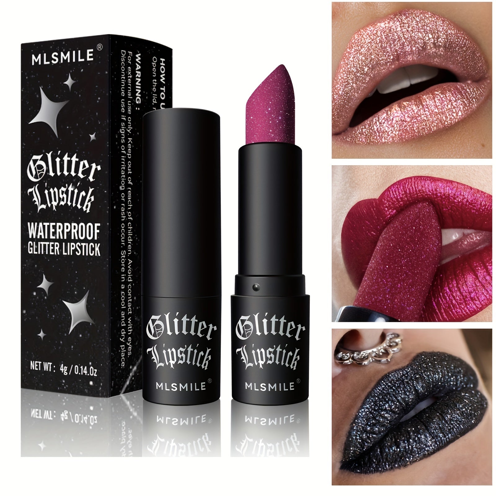 Glitter Sparkling Lipstick Metallic Finish Lip Makeup for Women