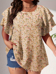  Polka Dot Layered Sleeve Blouse