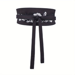 Vintage Flower Embroidery Cloth Belt Classic Bowknot Sash Belt
