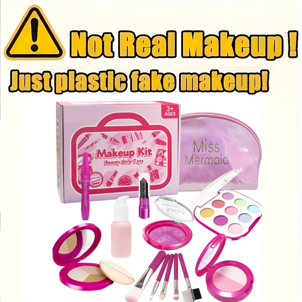 14pcs Kids Girls Makeup Set with Bag Brushes Props for Age 3 Halloween G