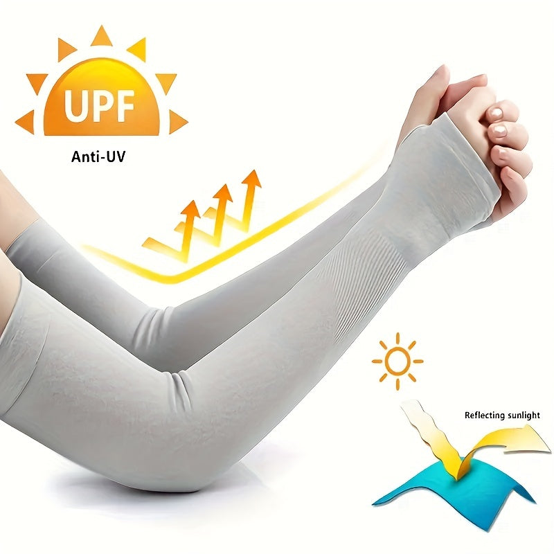 Elastic Extended Ice Sleeve UV Protection Gloves Solid Fingerless Gloves