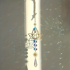 Lotus Flower Crystal Sun Catcher Wind Chime for Decor