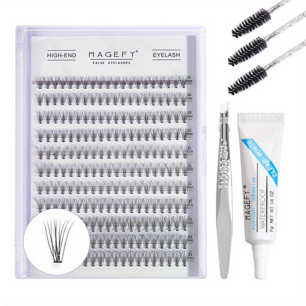 220pcs Fishtail Eyelash Extension Tool Set C Curl 9-13mm Mixed Package