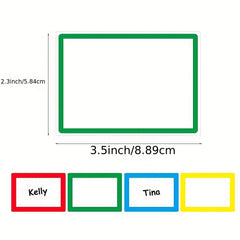 Colorful Border Name Label Stickers for School Office and Party - 150/300pcs