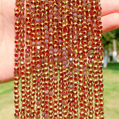 55pcs Golden Faceted Crystal Beads Red Glass Spacer Beads