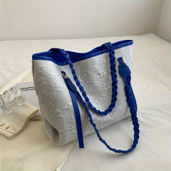 Ruched Flower Tote Bag Colorblock Shoulder Bag