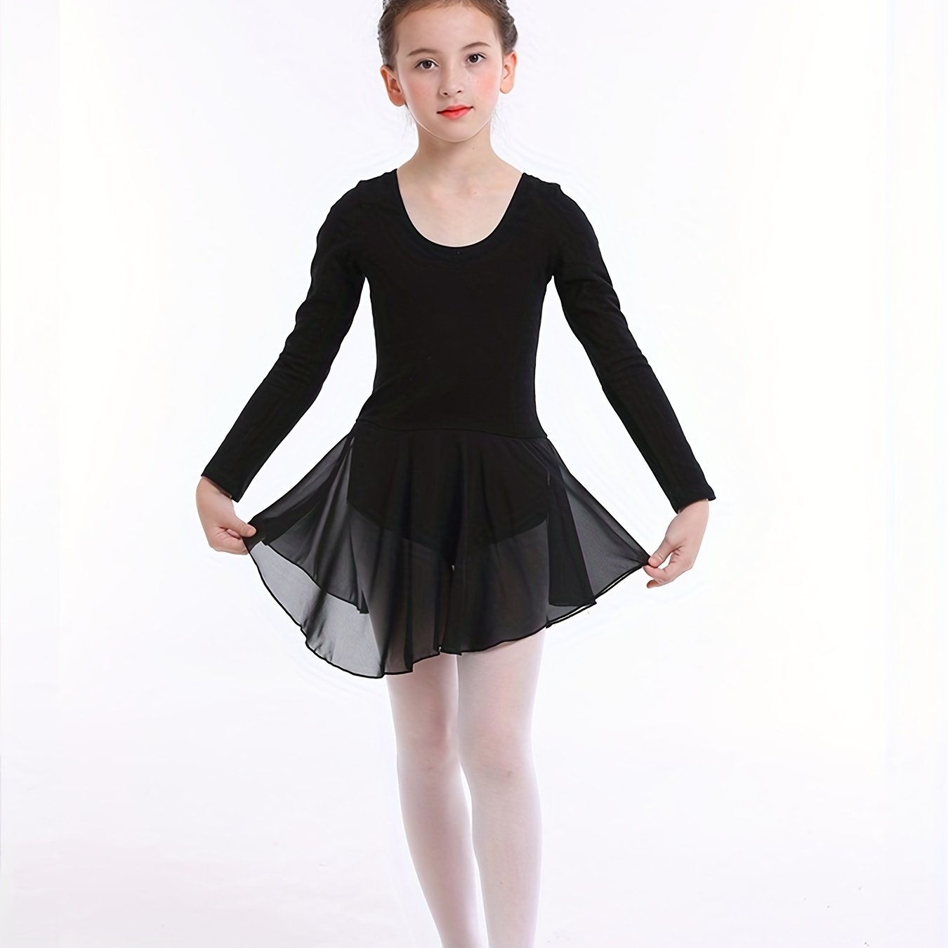 Girls Compression Ballet Suit with Chiffon Skirt