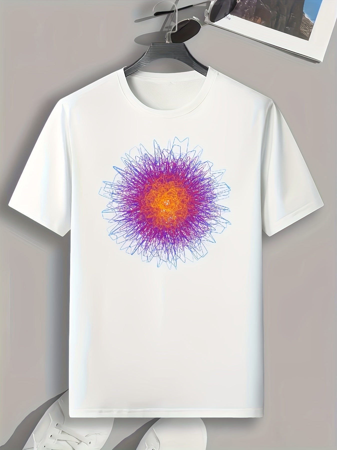 Pattern Print Men's Graphic T shirt for Summer