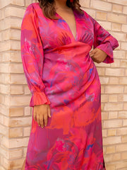 Floral Print Cut Out Back Maxi Dress