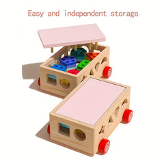 HIBOBI 12 Hole Colorful Column Toy with 3D Blocks