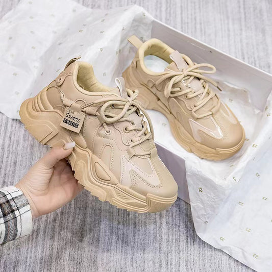 Platform Sneakers Comfortable Lace Up Sports Shoes Casual Walking Low Top Shoes