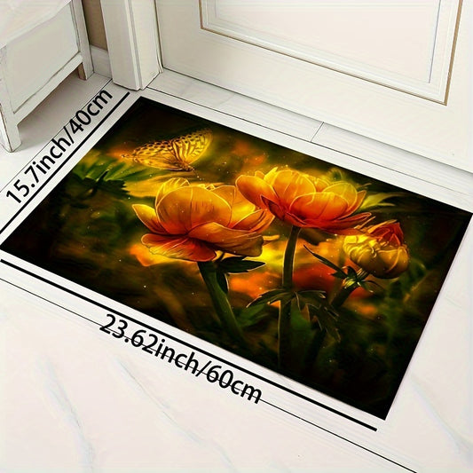 Colorful Floral Pattern Area Rug Home Decor Carpet Textured Polyester Mat