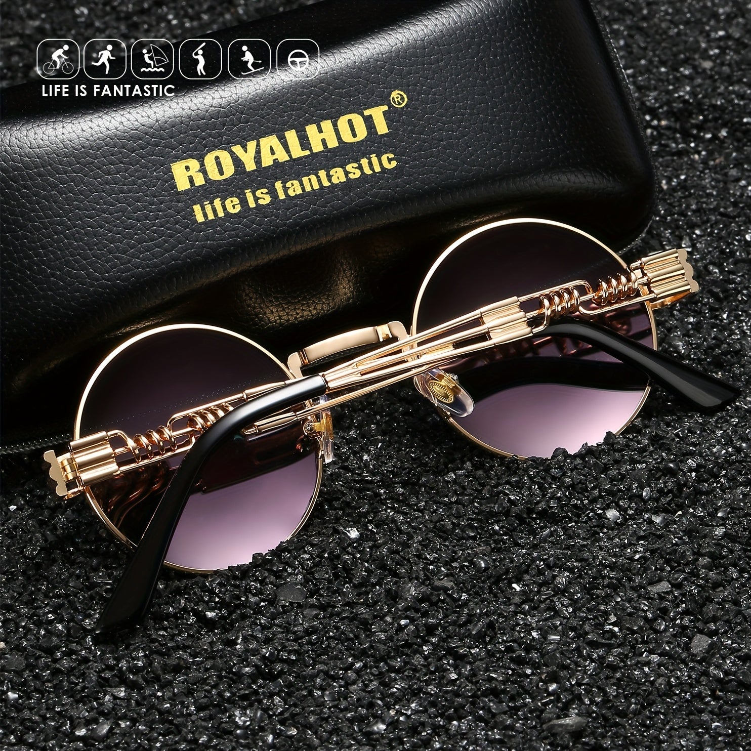 RoyalHot Round Metal Polarized Sunglasses