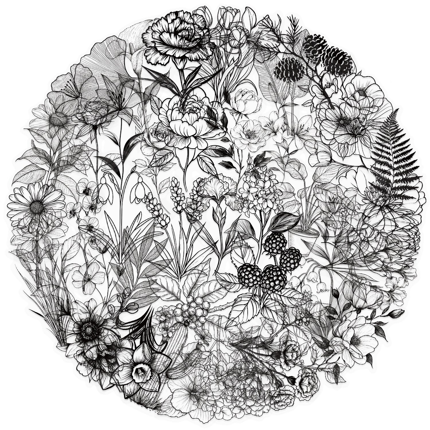 50pcs Botanical Floral Transparent Stickers Self Adhesive Plant Decals
