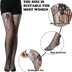 Skull Fishnet Tights Lace Spider Web Stockings
