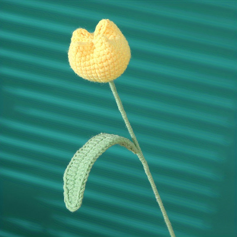 1pc Wool Crochet Flower Knitting Tulip Gift Handicrafts Home Decor